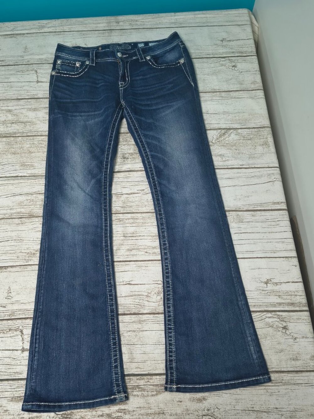 Miss Me Y2K Low Rise Bootcut Jeans Embellished Pockets Women Size 30